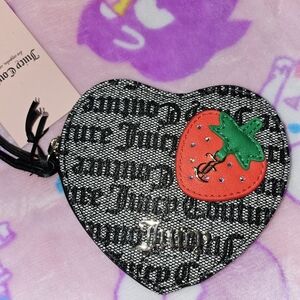 Juicy Couture Heart-Shaped Zip Arpund Strawberry Wristlet - Black and Red